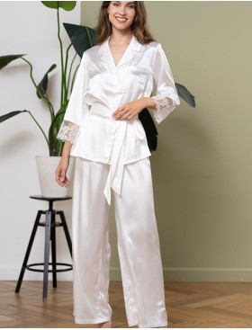 Шелковая пижама с брюками Mia-Amore WHITE SWAN 3556 молочный, Цвет: молочный, Размеры: 3XL, изображение 4