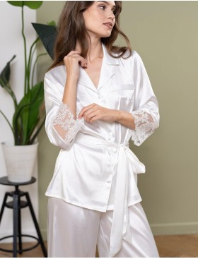 Шелковая пижама с брюками Mia-Amore WHITE SWAN 3556 молочный, Цвет: молочный, Размеры: 3XL, изображение 2