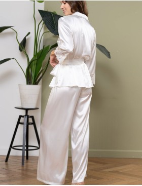 Шелковая пижама с брюками Mia-Amore WHITE SWAN 3556 молочный, Цвет: молочный, Размеры: 3XL, изображение 3