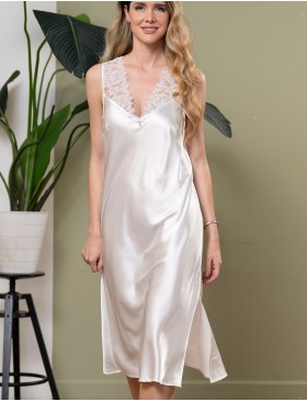 Сорочка шелковая длинная Mia-Amore WHITE SWAN 3558 молочный, Цвет: молочный, Размеры: 3XL