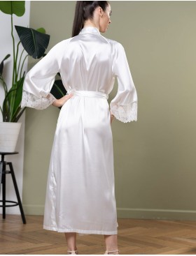 Длинный шелковый халат Mia-Amore WHITE SWAN 3559 молочный, Цвет: молочный, Размеры: 2XL/3XL, изображение 3