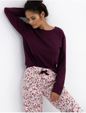 Хлопковая пижама с брюками Sensis HEIDI, Цвет: бордовый, Размеры: L