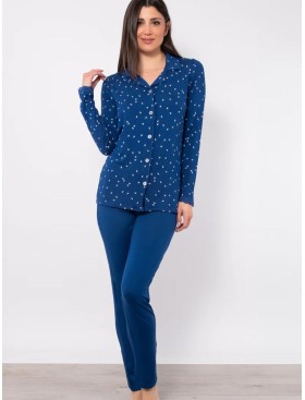 Женская пижама из вискозы Sielei LEAVES LV14 blu, Цвет: blu (синий), Размеры: S