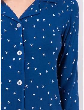 Женская пижама из вискозы Sielei LEAVES LV14 blu, Цвет: blu (синий), Размеры: S, изображение 3