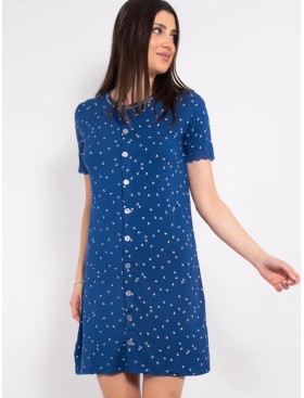 Рубашка-халат из вискозы Sielei LEAVES LV22 blu, Цвет: blu (синий), Размеры: S