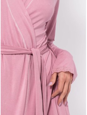 Длинный халат из вискозы Sielei LEAVES LV72 malva, Цвет: malva (лиловый), Размеры: 2XL, изображение 3