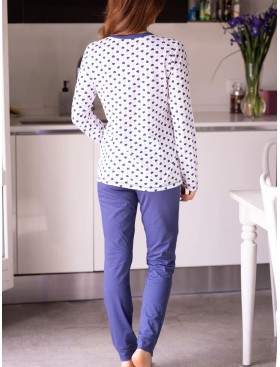 Хлопковая пижама с брюками Sielei LOVE LO15 blu, Цвет: blu (синий), Размеры: S, изображение 2