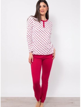 Хлопковая пижама с брюками Sielei LOVE LO15 rosso, Цвет: rosso (красный), Размеры: S