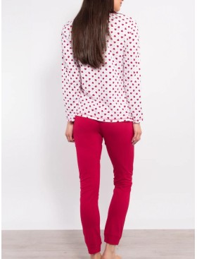 Хлопковая пижама с брюками Sielei LOVE LO15 rosso, Цвет: rosso (красный), Размеры: S, изображение 2