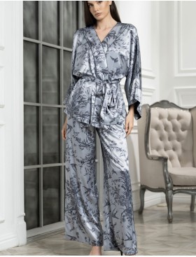 Комплект-тройка из натурального шёлка Mia-Amore ARGENTA 4235, Цвет: стальной, Размеры: XL, изображение 3