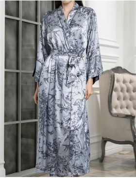 Халат шёлковый длинный Mia-Amore ARGENTA 4239, Цвет: стальной, Размеры: L/XL, изображение 4