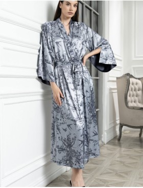 Халат шёлковый длинный Mia-Amore ARGENTA 4239, Цвет: стальной, Размеры: L/XL