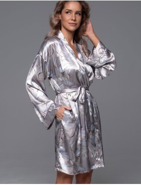 Шёлковый короткий халат Mia-Amore LA PERLA 4713, Цвет: жемчужный, Размеры: L/XL, изображение 3