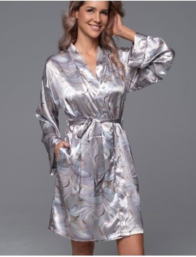 Шёлковый короткий халат Mia-Amore LA PERLA 4713, Цвет: жемчужный, Размеры: L/XL, изображение 2