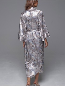 Шёлковый длинный халат Mia-Amore LA PERLA 4719, Цвет: жемчужный, Размеры: 4XL/5XL, изображение 3