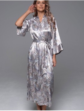 Шёлковый длинный халат Mia-Amore LA PERLA 4719, Цвет: жемчужный, Размеры: 4XL/5XL