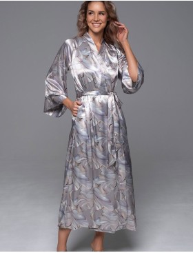 Шёлковый длинный халат Mia-Amore LA PERLA 4719, Цвет: жемчужный, Размеры: 4XL/5XL, изображение 4