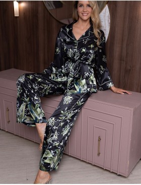 Шёлковая пижама-двойка Mia-Amore LURDES 4358, Цвет: черный, Размеры: 4XL, изображение 2