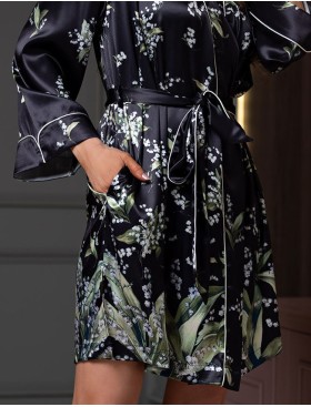 Женский халат из шёлка Mia-Amore LURDES 4553, Цвет: черный, Размеры: 4XL/5XL, изображение 4