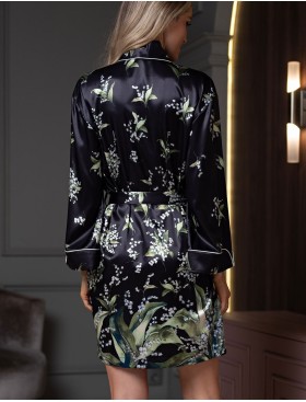 Женский халат из шёлка Mia-Amore LURDES 4553, Цвет: черный, Размеры: 4XL/5XL, изображение 2
