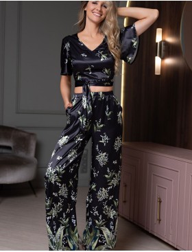 Шёлковый брючный костюм Mia-Amore LURDES 4556, Цвет: черный, Размеры: XL