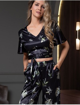 Шёлковый брючный костюм Mia-Amore LURDES 4556, Цвет: черный, Размеры: XL, изображение 3