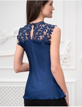 Блузка атласная без рукавов Mia-Amore MILAN 8325 синий, Цвет: синий, Размеры: XS, изображение 2
