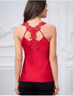 Топ атласный с кружевной спинкой Mia-Amore MILAN 8329 красный, Цвет: красный, Размеры: XS