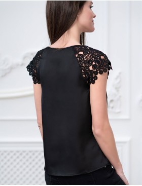 Топ атласный с кружевным рукавом Mia-Amore MILAN 8426 черный, Цвет: черный, Размеры: XS, изображение 2
