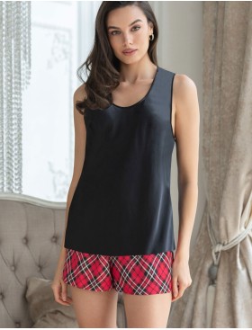 Атласная пижама майка с шортами Mia-Mella CHESTER 7375, Цвет: красный+черный, Размеры: M, изображение 3