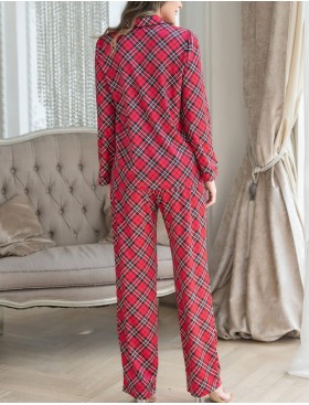 Классическая пижама в клетку Mia-Mella CHESTER 7376, Цвет: красный+черный, Размеры: L, изображение 4