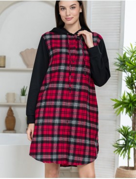 Домашняя рубашка с капюшоном Mia-Amore Mr&Mrs SMITH 5107 красно-черный, Цвет: красно-черный, Размеры: S