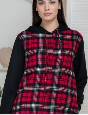 Домашняя рубашка с капюшоном Mia-Amore Mr&Mrs SMITH 5107 красно-черный, Цвет: красно-черный, Размеры: S, изображение 4