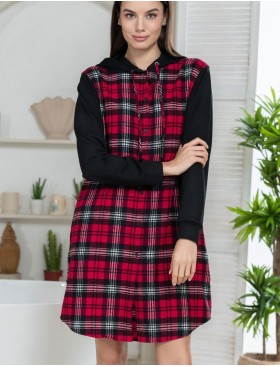 Домашняя рубашка с капюшоном Mia-Amore Mr&Mrs SMITH 5107 красно-черный, Цвет: красно-черный, Размеры: S, изображение 3