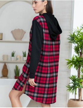 Домашняя рубашка с капюшоном Mia-Amore Mr&Mrs SMITH 5107 красно-черный, Цвет: красно-черный, Размеры: S, изображение 2