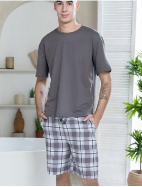 Мужской комплект с шортами Mia-Amore Mr&Mrs SMITH 5108 серо-голубой, Цвет: серо-голубой, Размеры: L