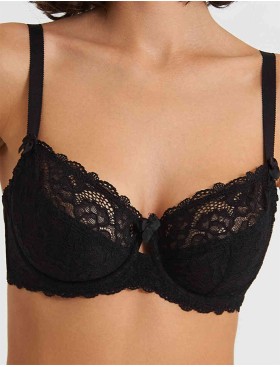 Кружевной мягкий бюстгальтер Simona M 484 черный, Цвет: черный, Размеры: 75E