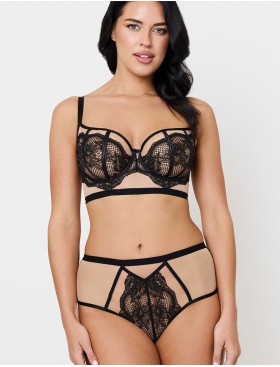 Трусы высокие Subtille BELINDA BLACK high-waist, Цвет: черный+бежевый, Размеры: M, изображение 3