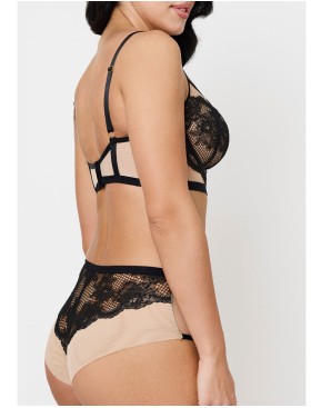 Мягкий бюстгальтер балконет Subtille BELINDA BLACK balconette soft, Цвет: черный+бежевый, Размеры: 75H, изображение 5