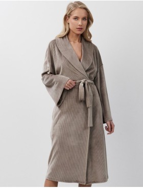 Тёплый халат с широкими рукавами Aruelle CAPUCINE, Цвет: капучино, Размеры: XS