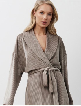 Тёплый халат с широкими рукавами Aruelle CAPUCINE, Цвет: капучино, Размеры: XS, изображение 4