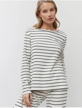 Полосатый пижамный комплект Aruelle JUSTINE SET, Цвет: кремовый/чёрный, Размеры: S