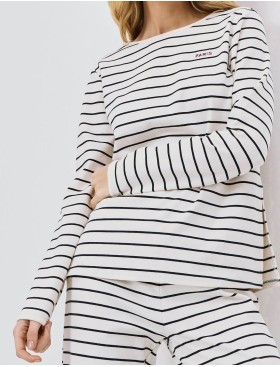 Полосатый пижамный комплект Aruelle JUSTINE SET, Цвет: кремовый/чёрный, Размеры: S, изображение 4