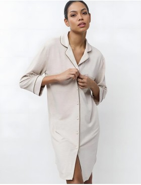 Домашняя рубашка из вискозы Aruelle KARINE, Цвет: светло-бежевый, Размеры: M