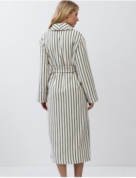 Полосатый женский халат Aruelle LANA, Цвет: кремовый/чёрный, Размеры: M, изображение 3