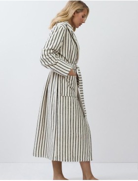 Полосатый женский халат Aruelle LANA, Цвет: кремовый/чёрный, Размеры: M, изображение 4