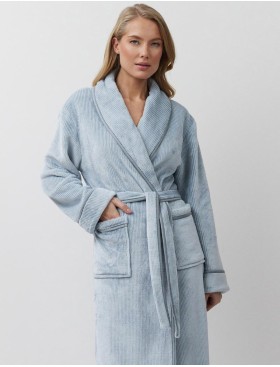Длинный плюшевый халат Aruelle LEA, Цвет: серо-голубой, Размеры: L