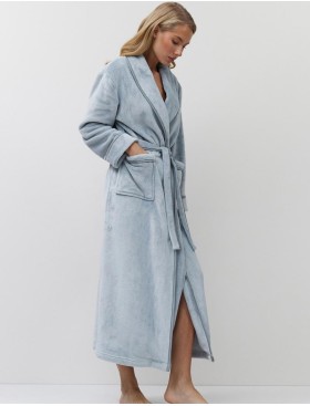 Длинный плюшевый халат Aruelle LEA, Цвет: серо-голубой, Размеры: L, изображение 2