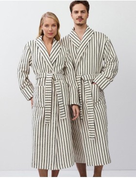 Халат мужской Aruelle LIAM, Цвет: кремовый/чёрный, Размеры: M, изображение 2