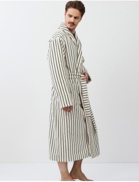 Халат мужской Aruelle LIAM, Цвет: кремовый/чёрный, Размеры: M, изображение 3